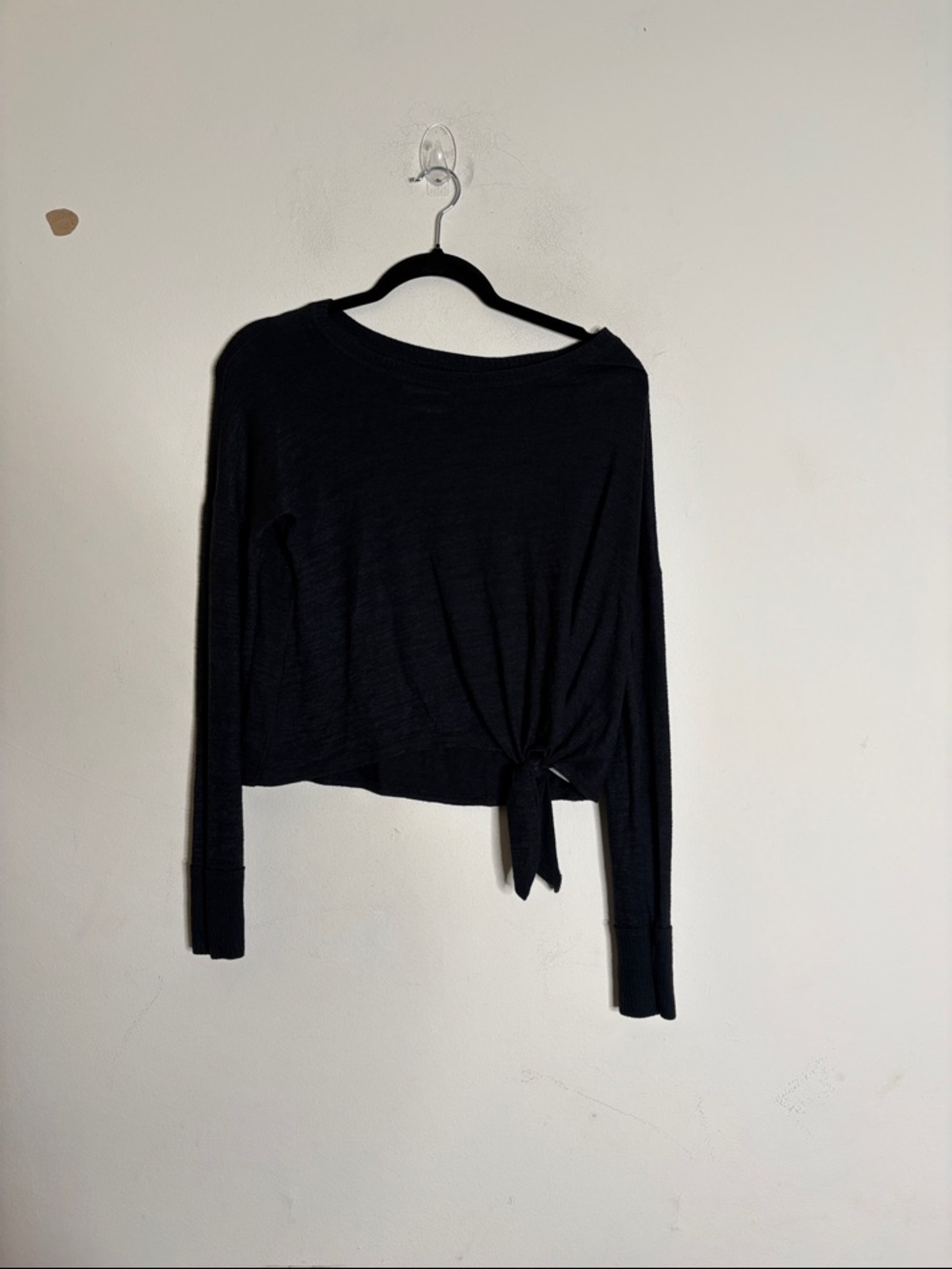 Abercrombie & Fitch Black Long-Sleeve Tie-Waist Top